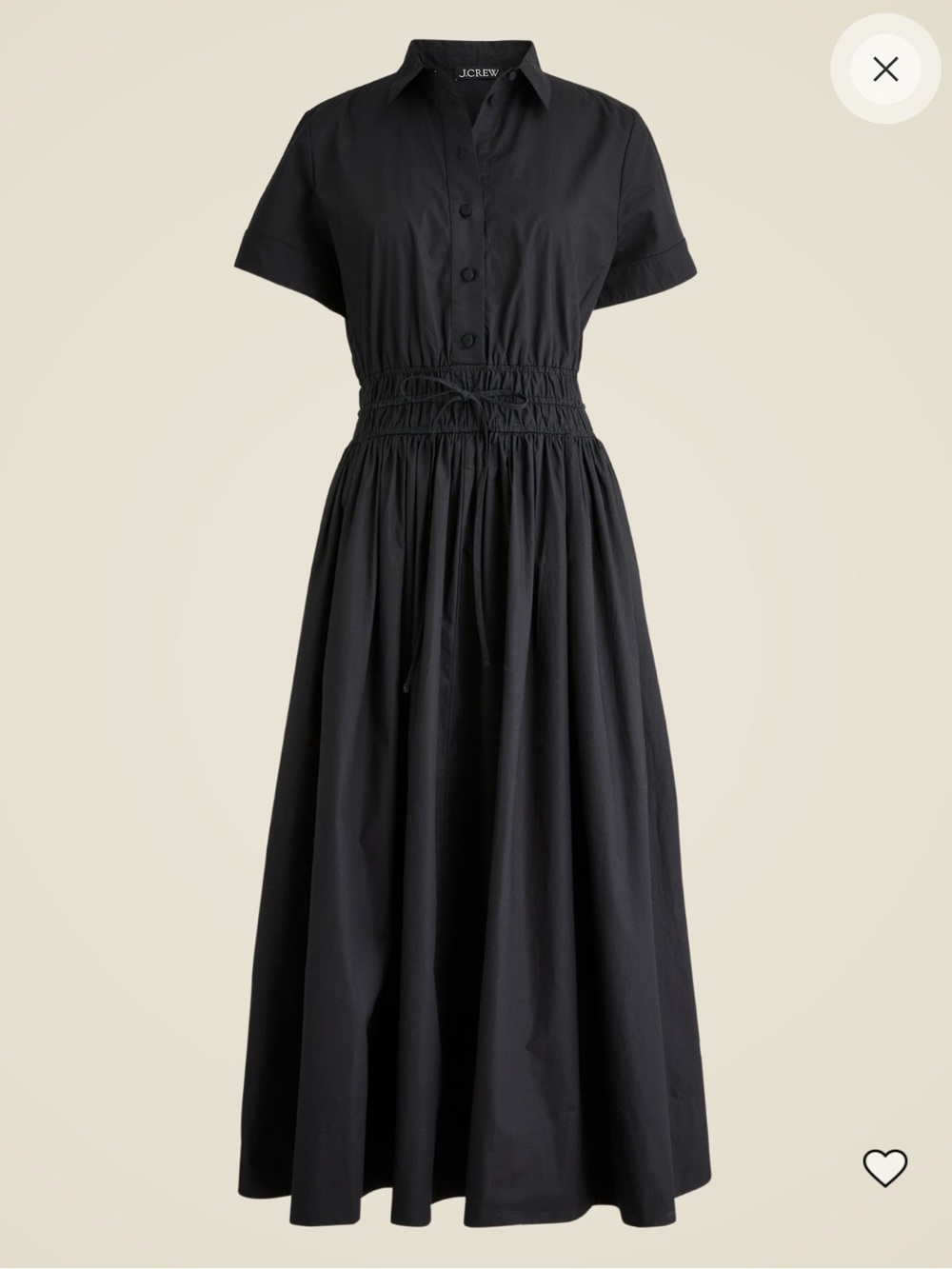 J. Crew Black Elena Shirtdress in Cotton Poplin 8 Tall